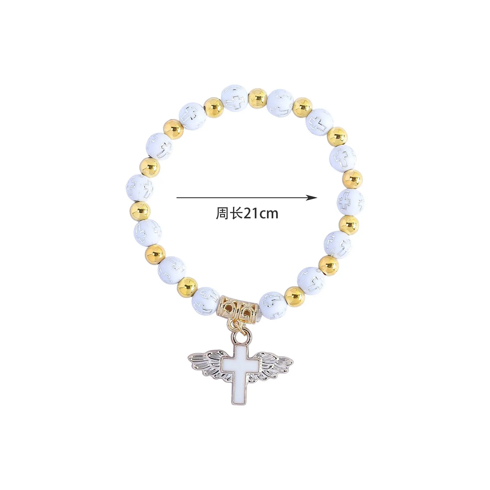 rosary bracelet acrylic cross angel hand jewelry - Blade & Thread