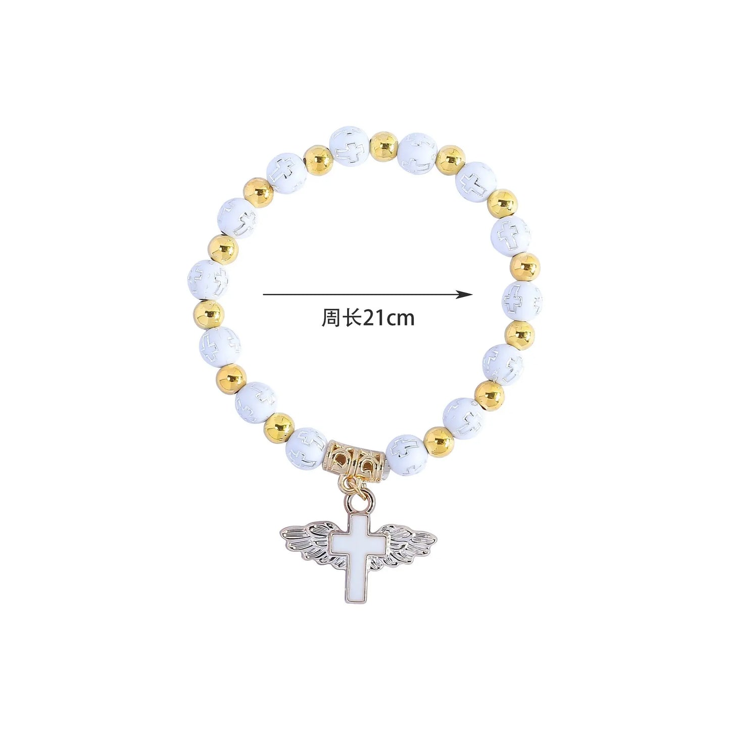 rosary bracelet acrylic cross angel hand jewelry - Blade & Thread