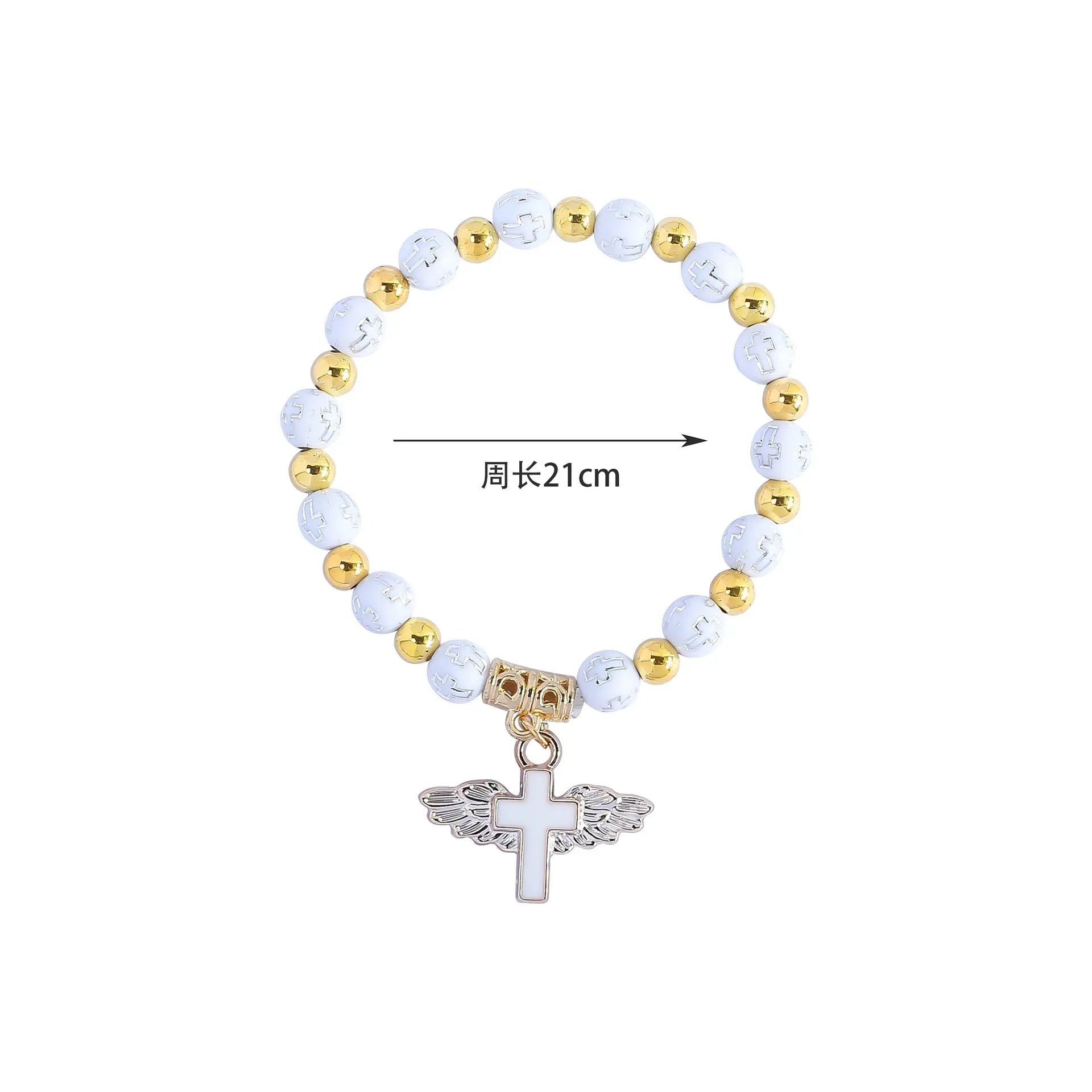 rosary bracelet acrylic cross angel hand jewelry - Blade & Thread