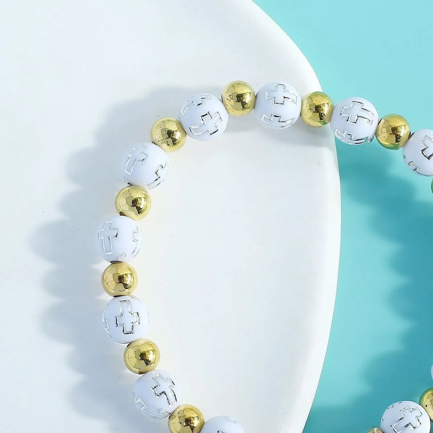 rosary bracelet acrylic cross angel hand jewelry - Blade & Thread