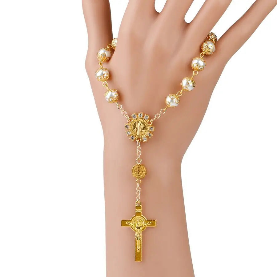 rosary bracelet lace glass imitation pearl - Blade & Thread