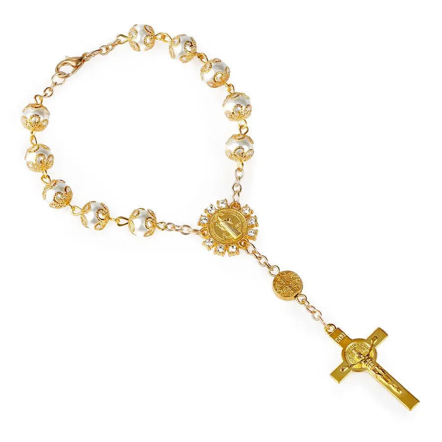 rosary bracelet lace glass imitation pearl - Blade & Thread