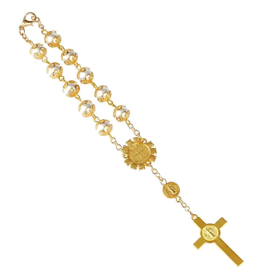 rosary bracelet lace glass imitation pearl - Blade & Thread