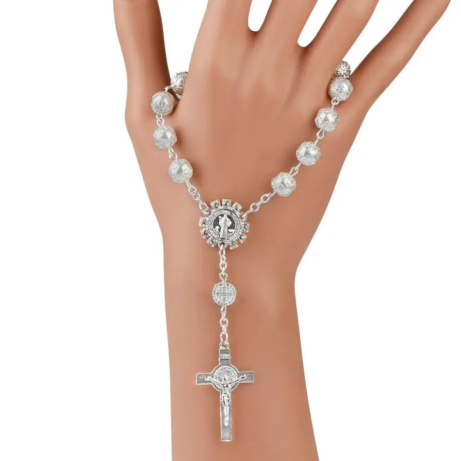 rosary bracelet lace glass imitation pearl - Blade & Thread