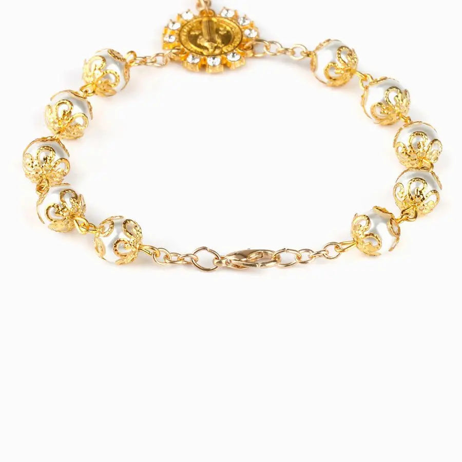 rosary bracelet lace glass imitation pearl - Blade & Thread