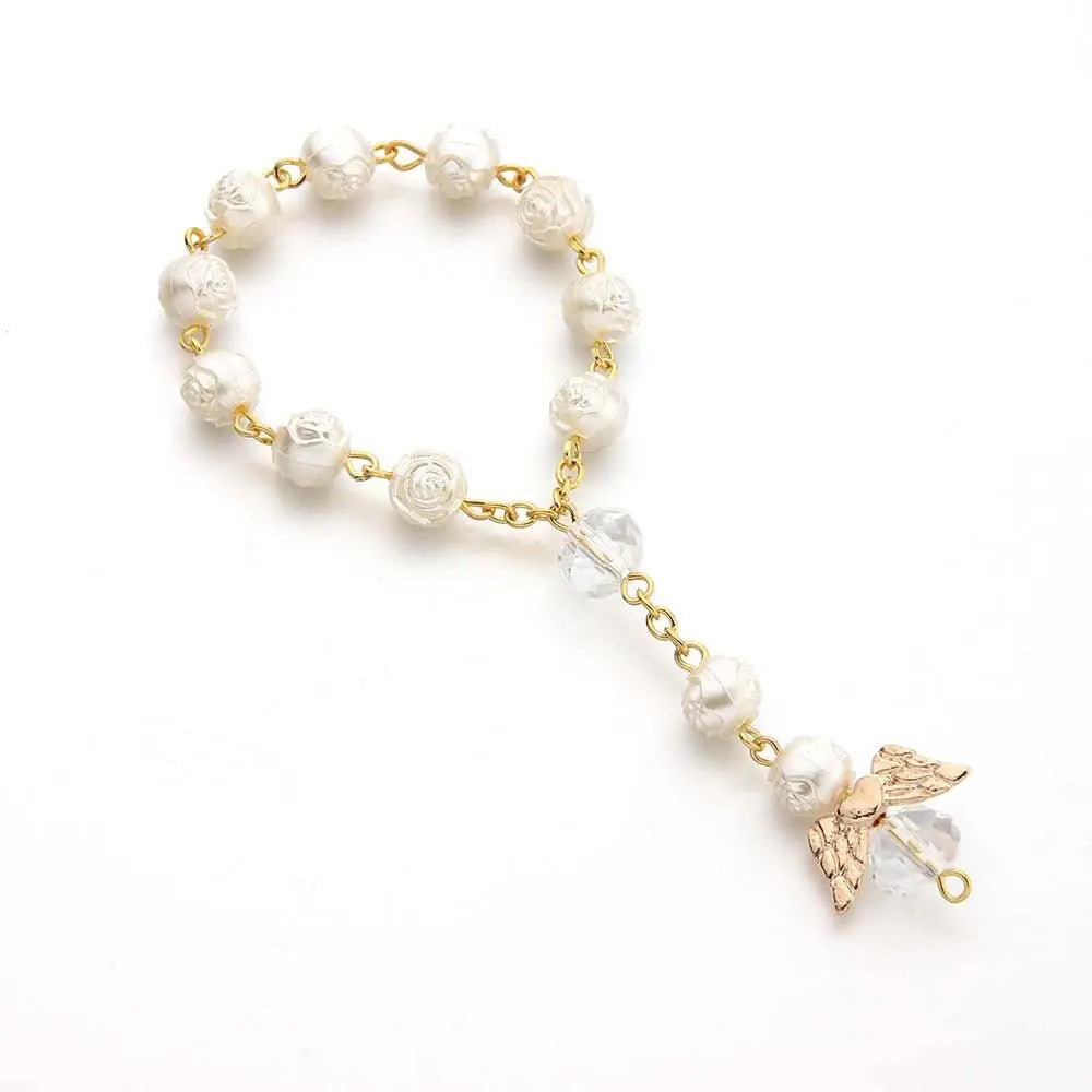 rosary love angel wings bracelet - Blade & Thread