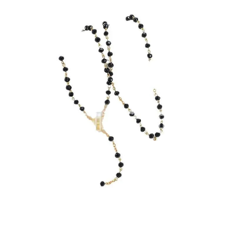 rosary necklace colorful pink crystal necklace - Blade & Thread