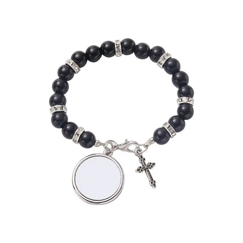 rosary necklace custom picture pendant - Blade & Thread