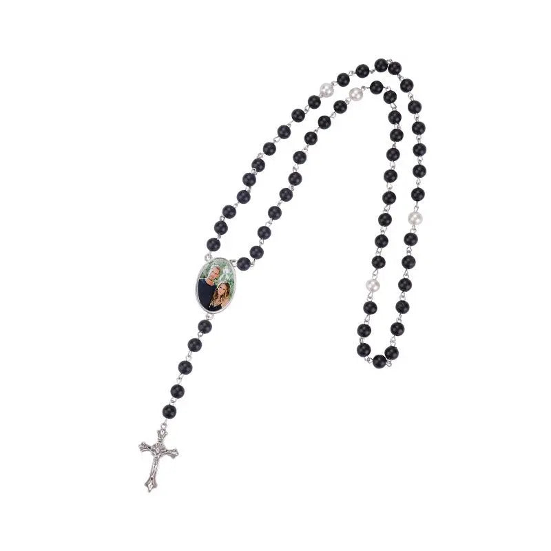 rosary necklace custom picture pendant - Blade & Thread