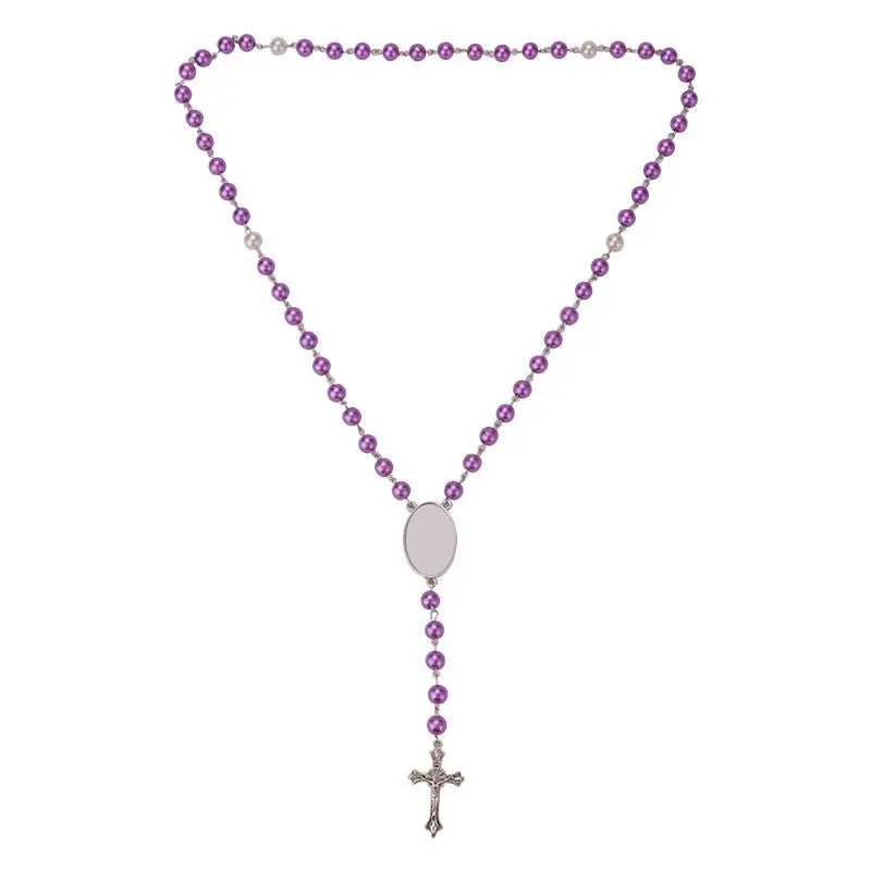 rosary necklace custom picture pendant - Blade & Thread