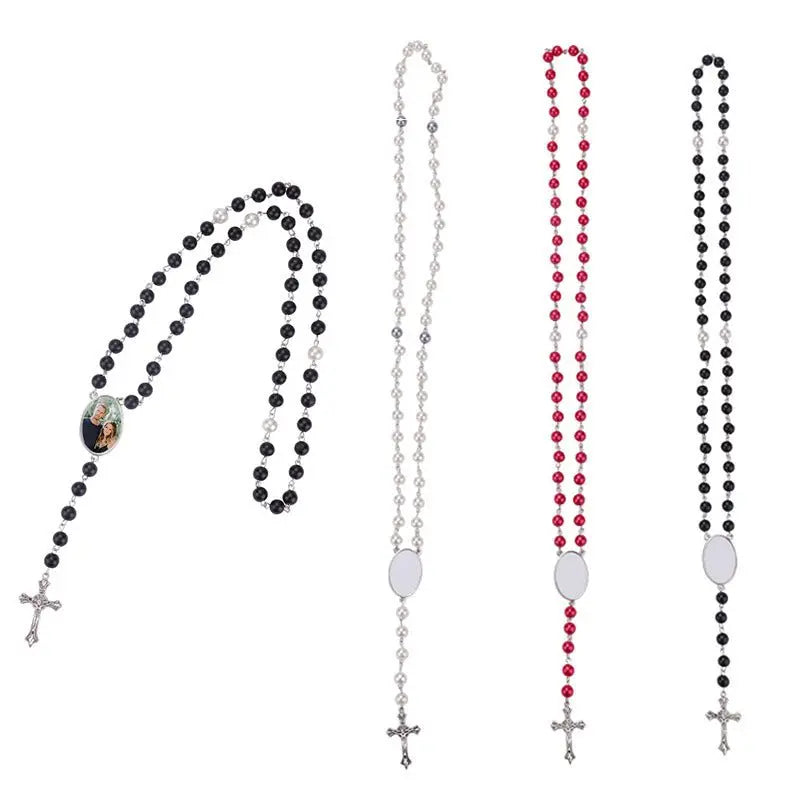 rosary necklace custom picture pendant - Blade & Thread
