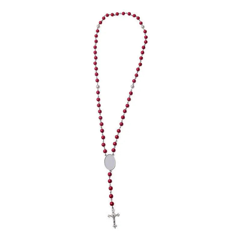 rosary necklace custom picture pendant - Blade & Thread
