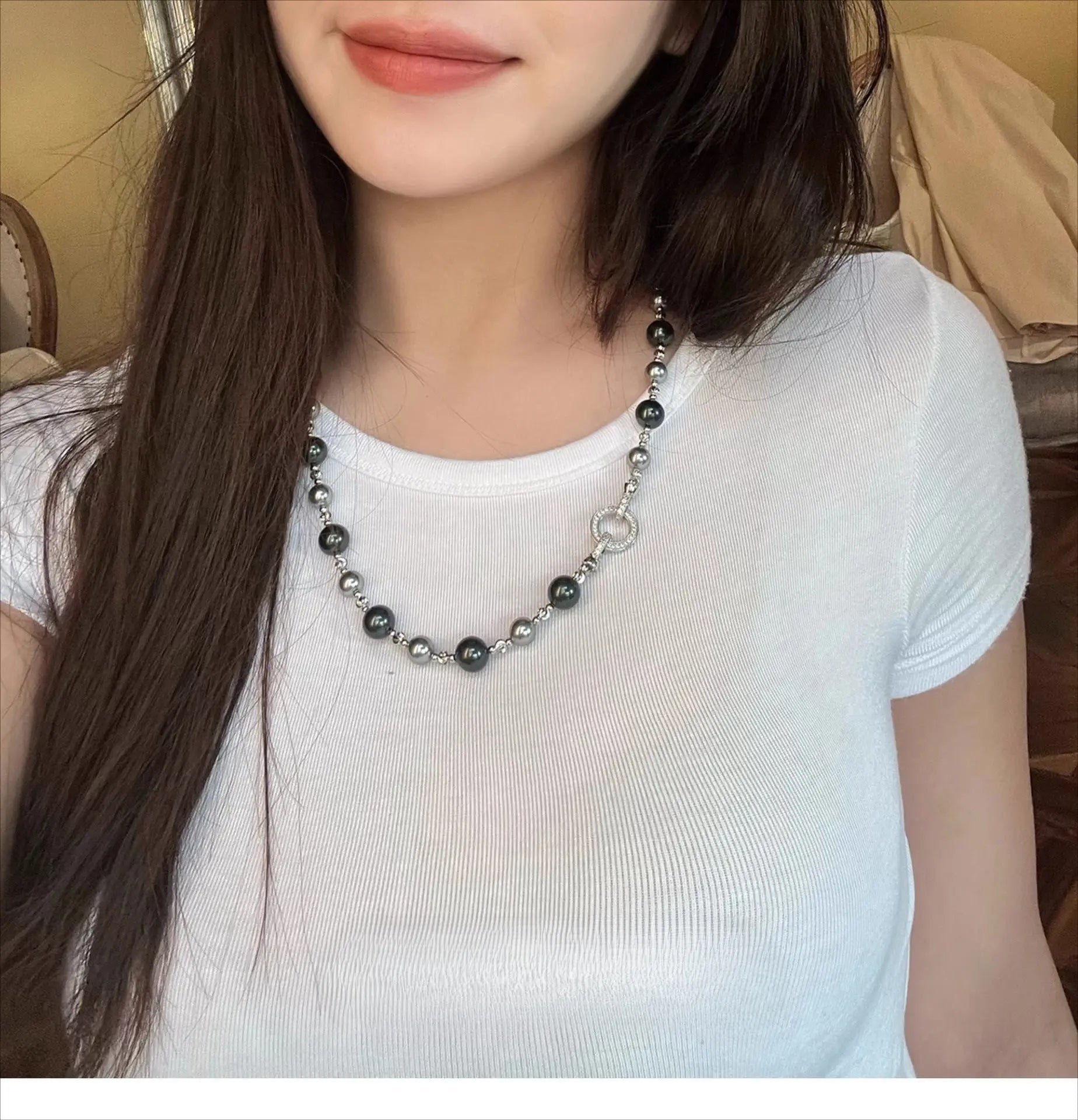 rosary necklace Tahitian pearl necklace - Blade & Thread