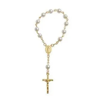 rosary pearl cross full moon blessing bracelet - Blade & Thread