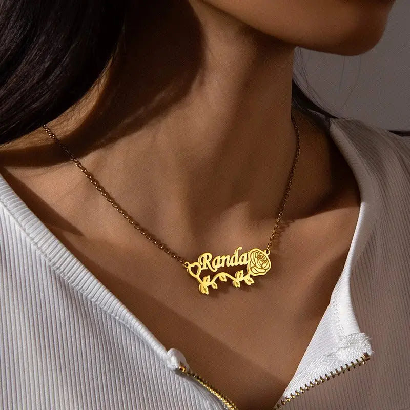 rose custom name necklace diy personalized jewelry - Blade & Thread