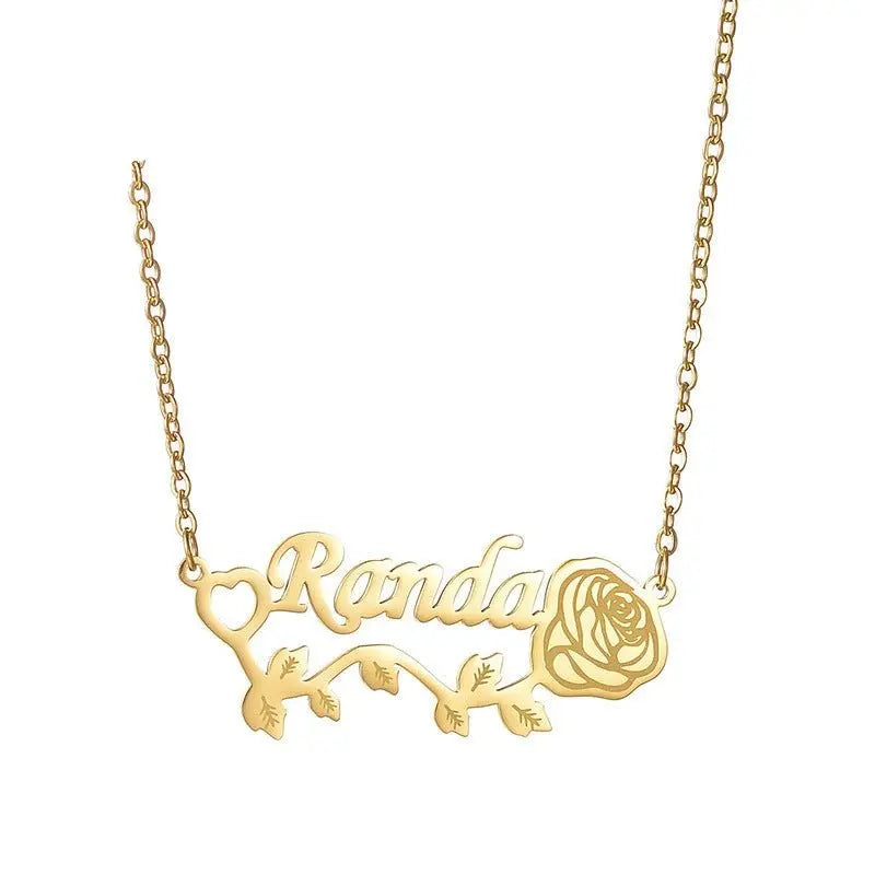rose custom name necklace diy personalized jewelry - Blade & Thread