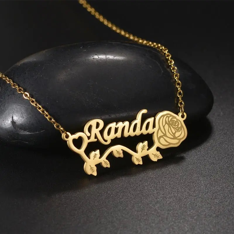 rose custom name necklace diy personalized jewelry - Blade & Thread