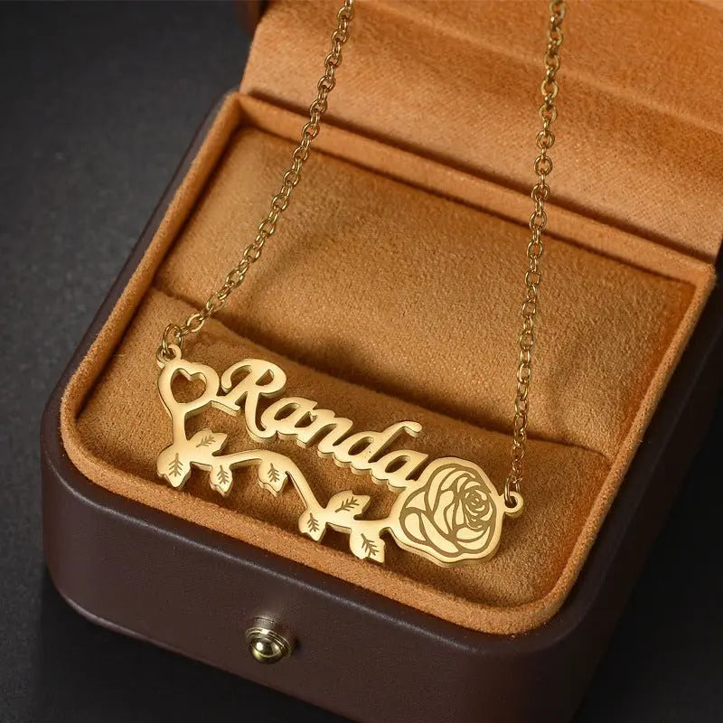 rose custom name necklace diy personalized jewelry - Blade & Thread