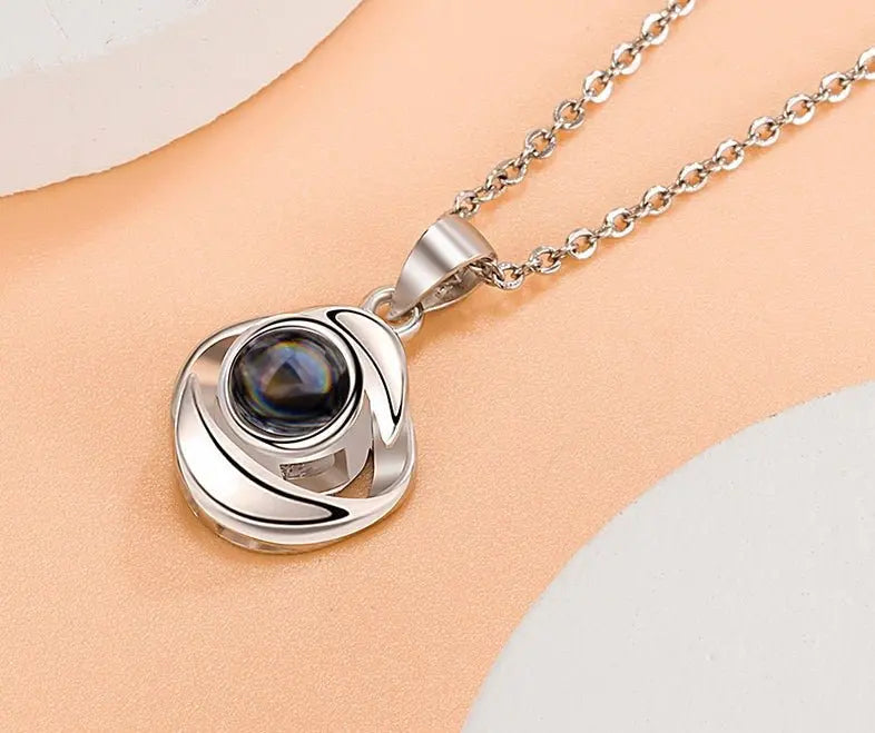 Rose Flower Photo Projection Necklace - Blade & Thread