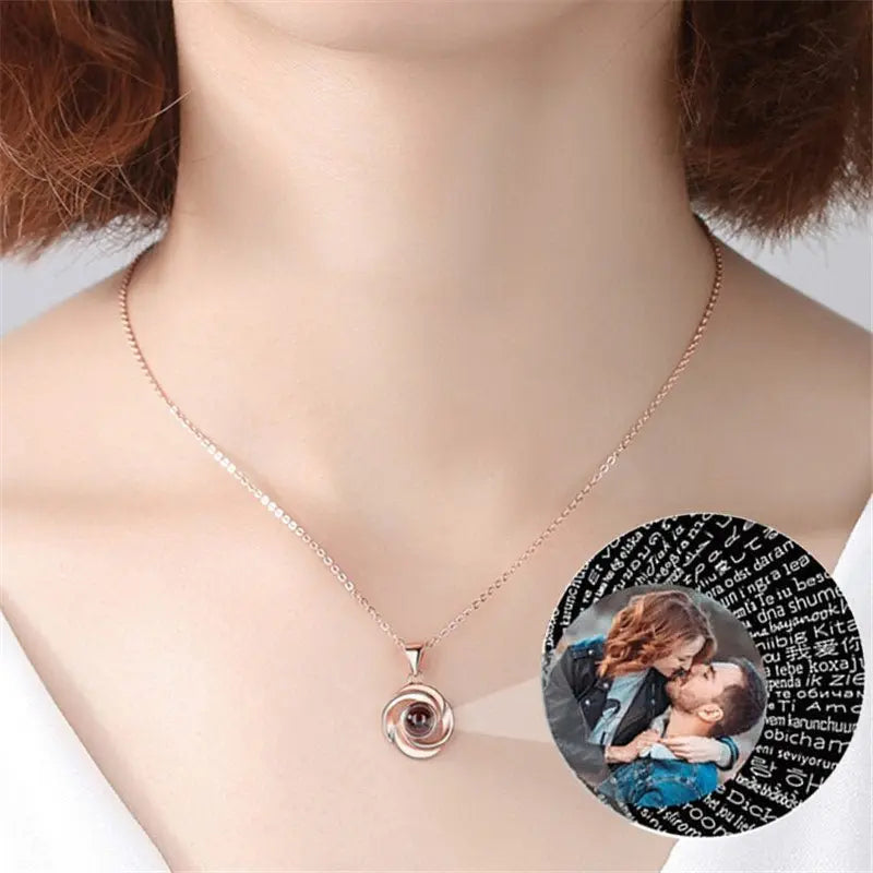 Rose Flower Photo Projection Necklace - Blade & Thread