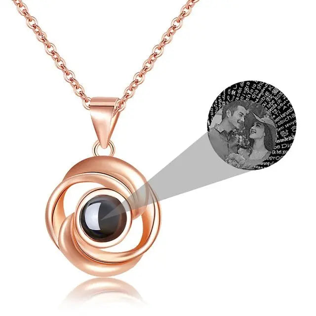 Rose Flower Photo Projection Necklace - Blade & Thread