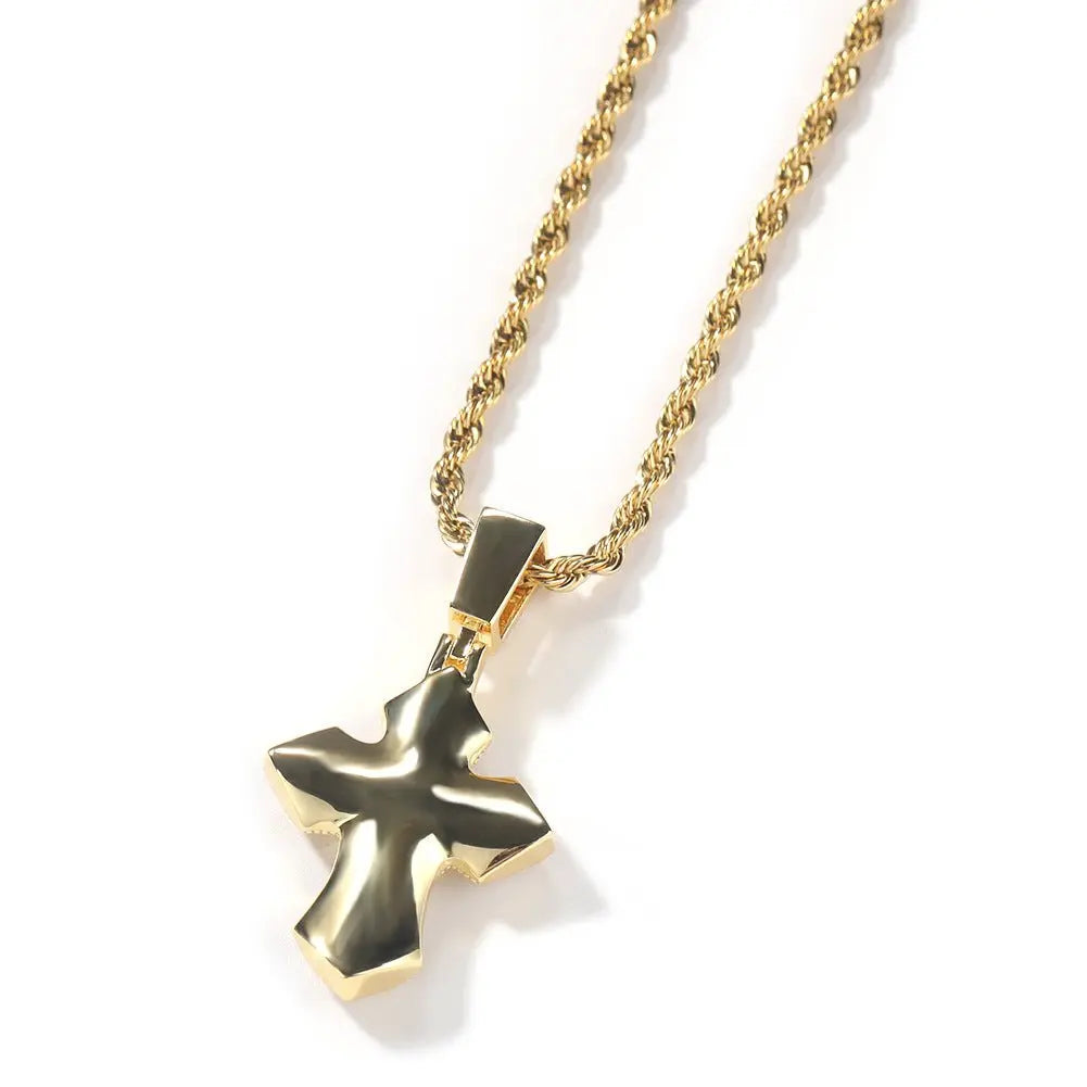 Rose Gold Cross Pendant with Micro-Zirconia - Blade & Thread