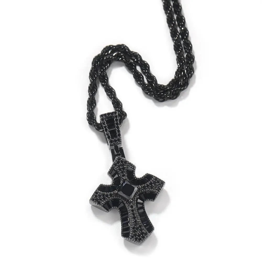 Rose Gold Cross Pendant with Micro-Zirconia - Blade & Thread