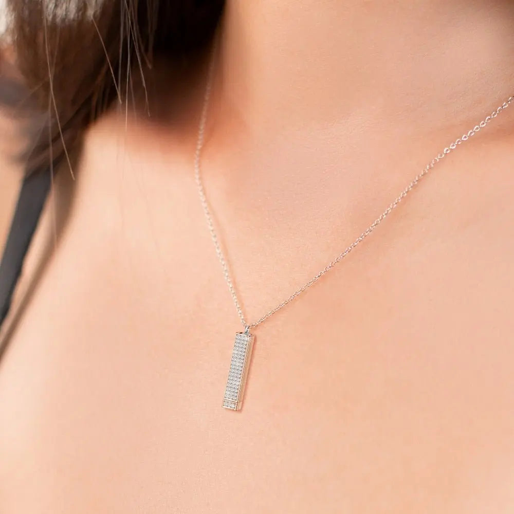 Rose Gold Personalized Name Retractable Double-layer Engraved 3D Necklace - Blade & Thread