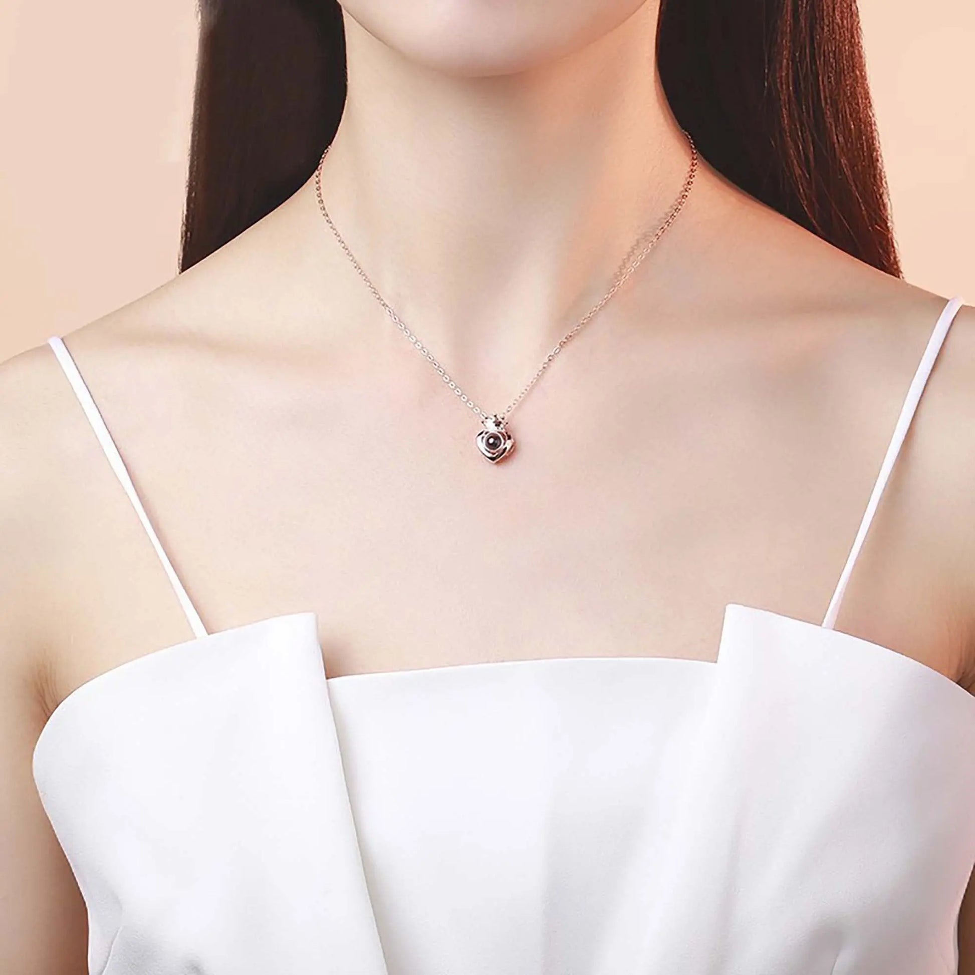 Rose Gold Silver Color 100 Languages I Love You Projection Heart Crown name Pendant Necklace Romantic Memory - Blade & Thread