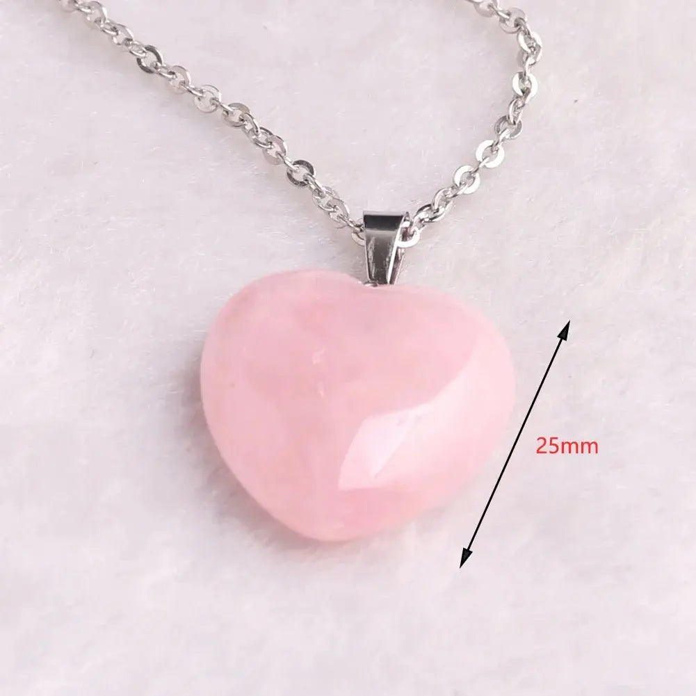rose quartz pendant Heart Necklace - Blade & Thread