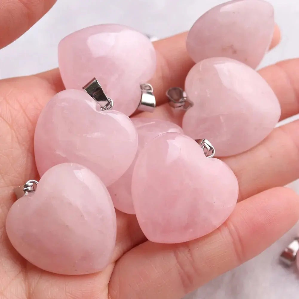 rose quartz pendant Heart Necklace - Blade & Thread