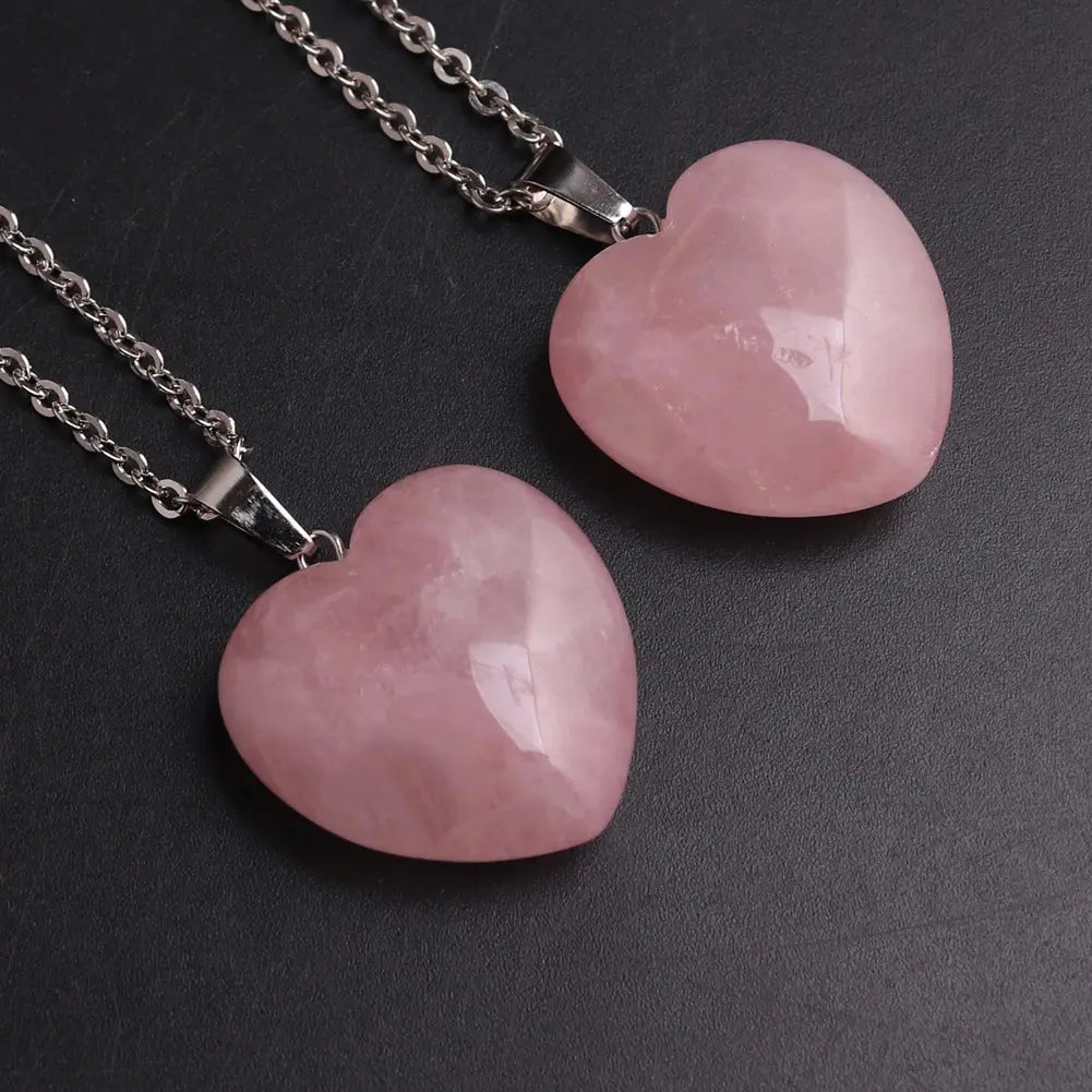 rose quartz pendant Heart Necklace - Blade & Thread