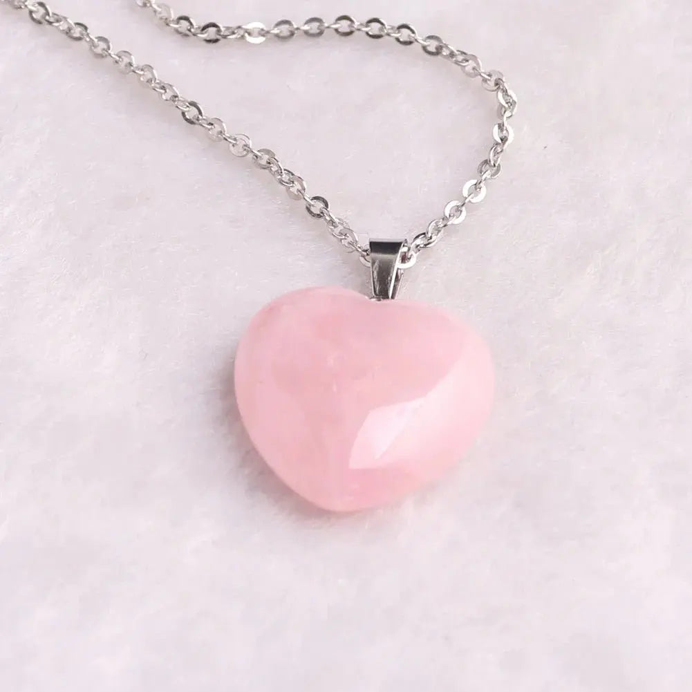 rose quartz pendant Heart Necklace - Blade & Thread
