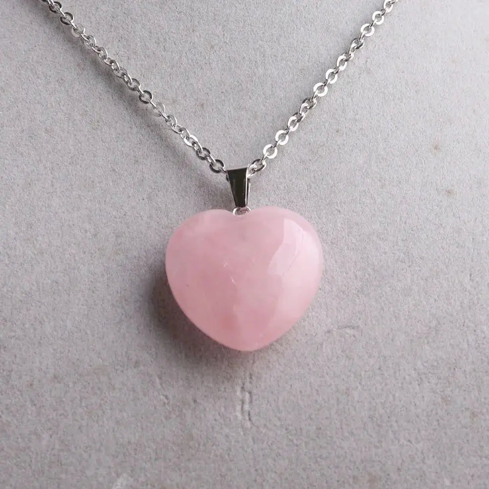 rose quartz pendant Heart Necklace - Blade & Thread