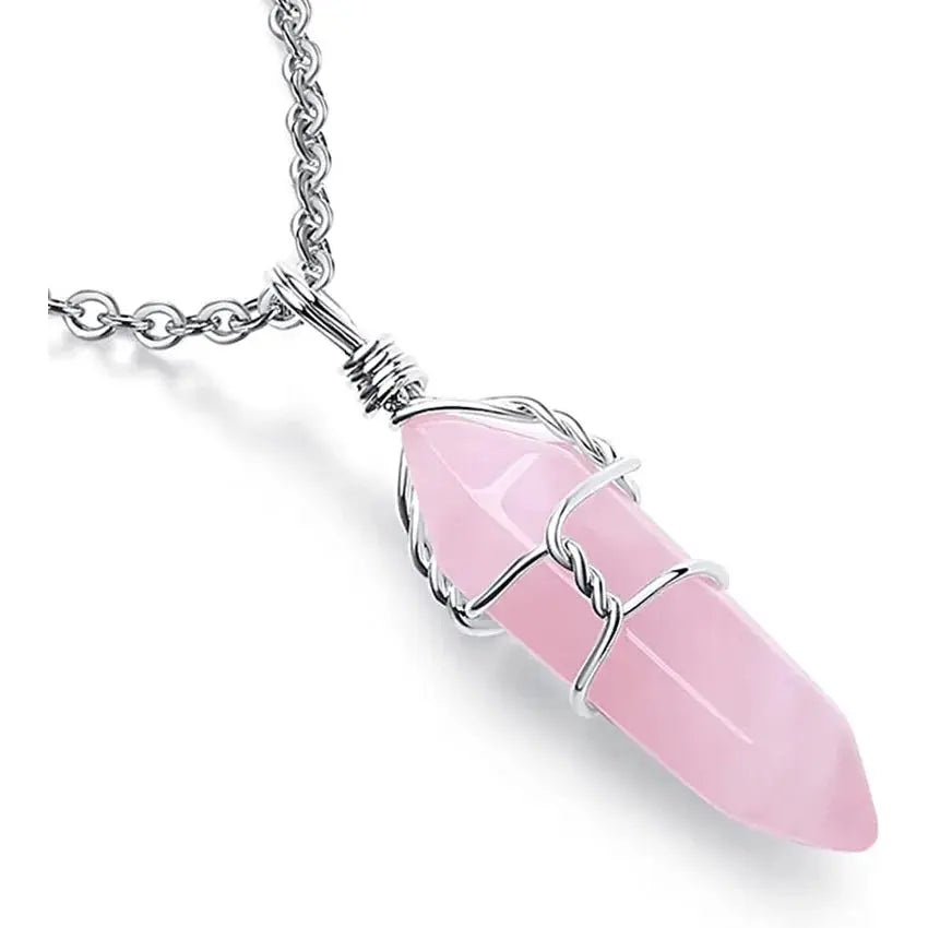 rose quartz pendant - Blade & Thread