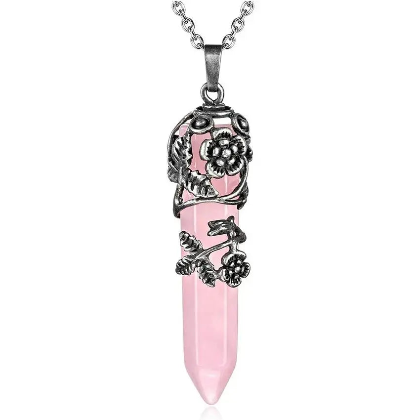 rose quartz pendant - Blade & Thread