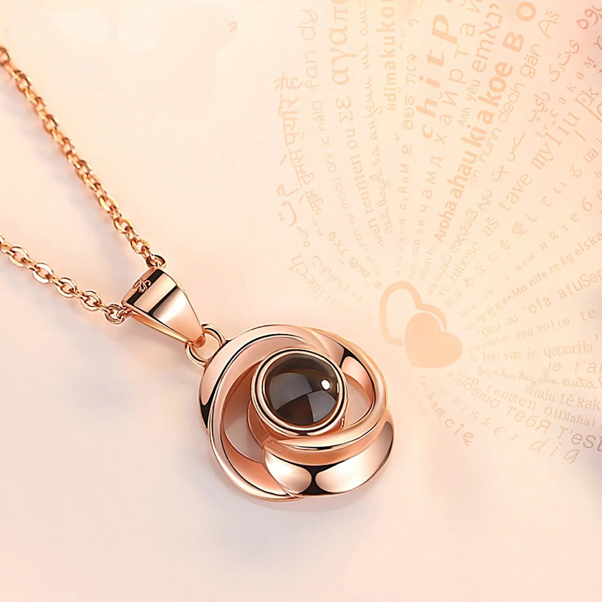 Rose Shape 100 Languages I Love You Customized Projection Pendant - Blade & Thread
