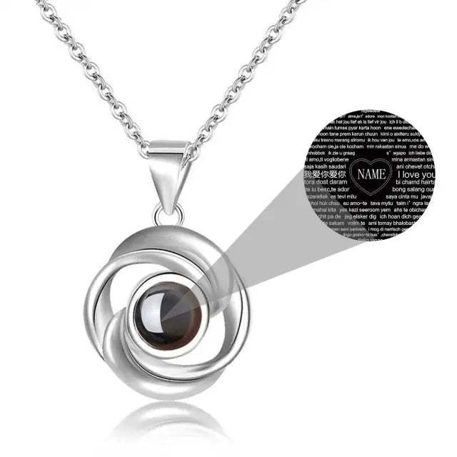 Rose Shape 100 Languages I Love You Customized Projection Pendant - Blade & Thread