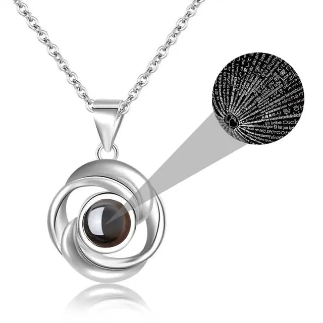 Rose Shape 100 Languages I Love You Customized Projection Pendant - Blade & Thread