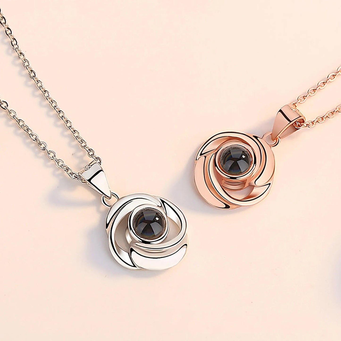 Rose Shape 100 Languages I Love You Customized Projection Pendant - Blade & Thread