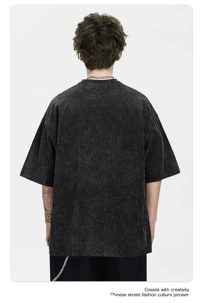 Rose skull print hip-hop T-shirt - Blade & Thread