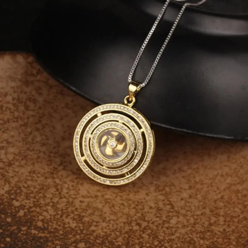 Rotatable Windmill Pendant Necklace AAA Cubic Zirconia Pave Gold Silver Color Crystal Necklace Jewelry - Blade & Thread