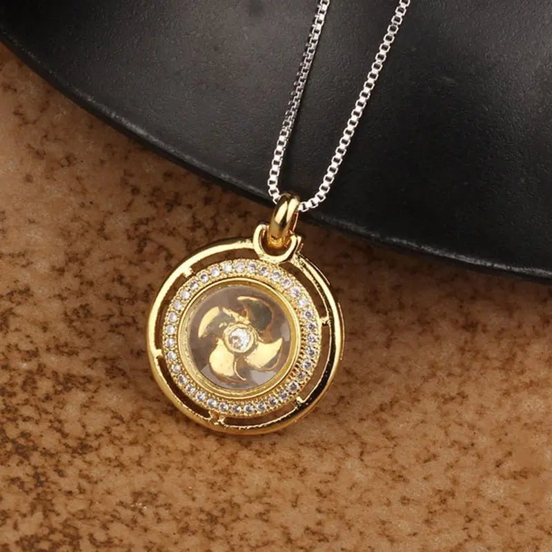 Rotatable Windmill Pendant Necklace AAA Cubic Zirconia Pave Gold Silver Color Crystal Necklace Jewelry - Blade & Thread