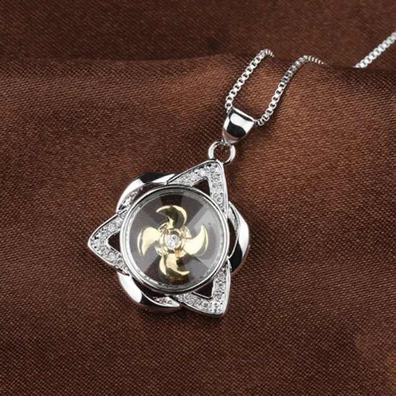 Rotatable Windmill Pendant Necklace AAA Cubic Zirconia Pave Gold Silver Color Crystal Necklace Jewelry - Blade & Thread