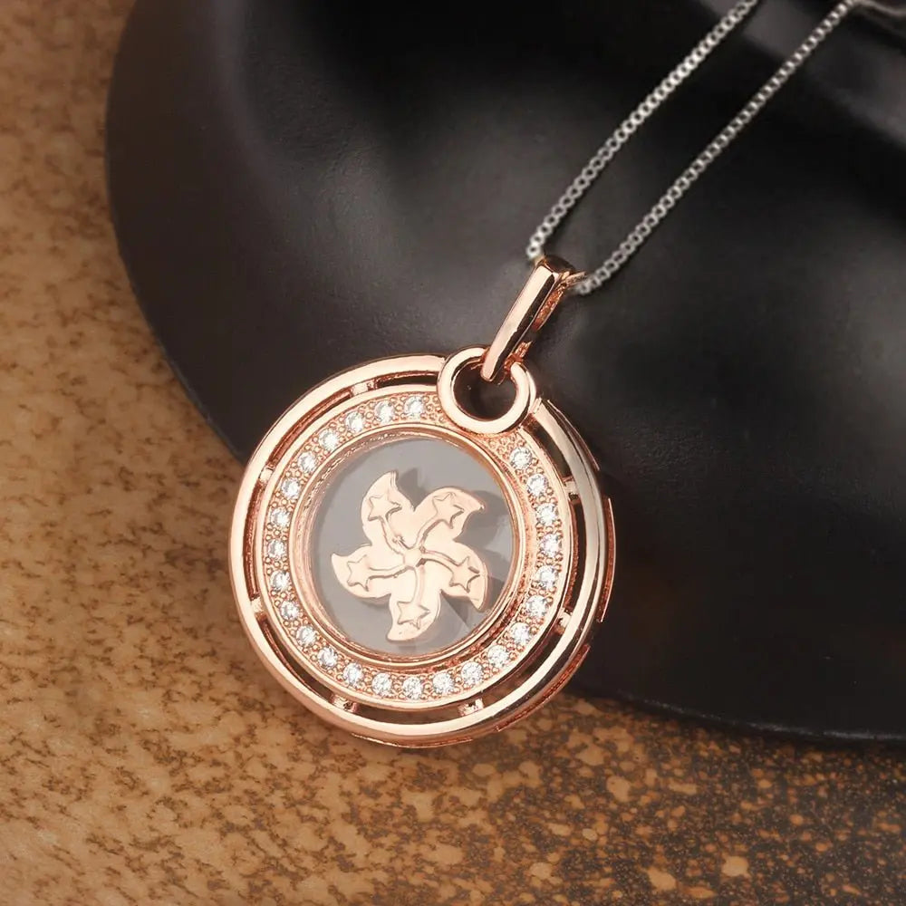 Rotatable Windmill Pendant Necklace AAA Cubic Zirconia Pave Gold Silver Color Crystal Necklace Jewelry - Blade & Thread
