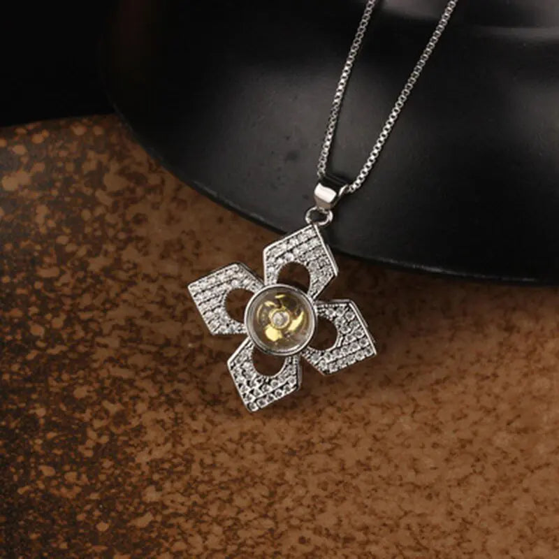 Rotatable Windmill Pendant Necklace AAA Cubic Zirconia Pave Gold Silver Color Crystal Necklace Jewelry - Blade & Thread