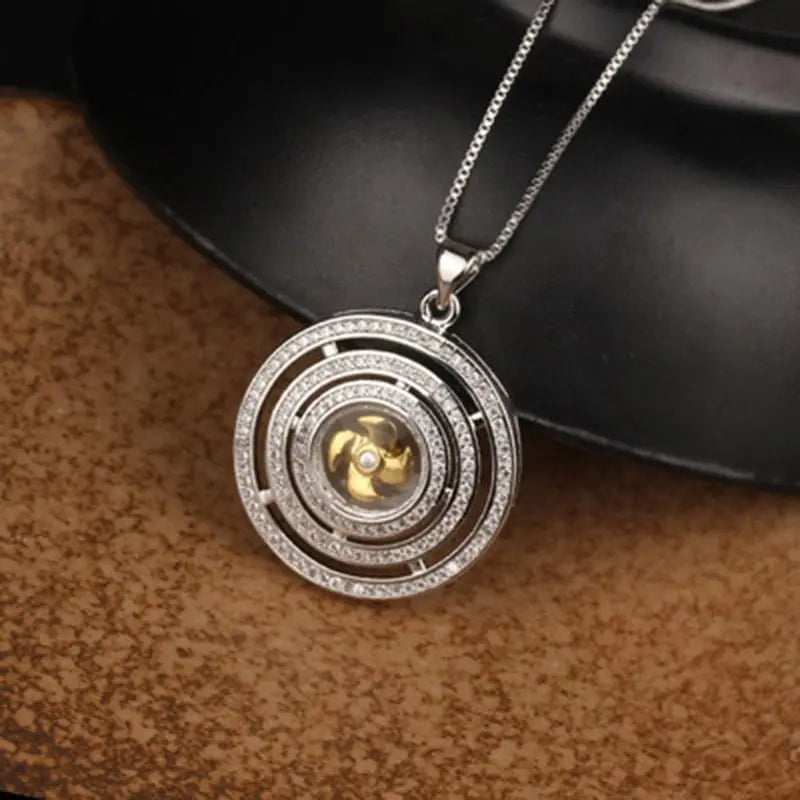 Rotatable Windmill Pendant Necklace AAA Cubic Zirconia Pave Gold Silver Color Crystal Necklace Jewelry - Blade & Thread