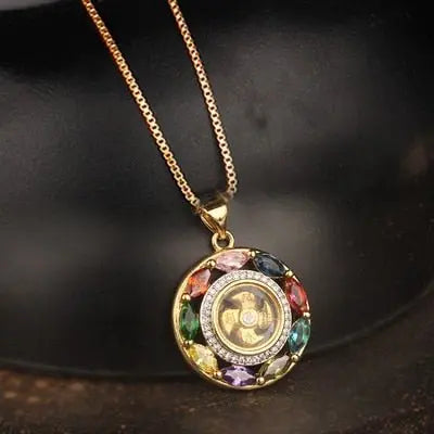 Rotatable Windmill Pendant Necklace AAA Cubic Zirconia Pave Gold Silver Color Crystal Necklace Jewelry - Blade & Thread