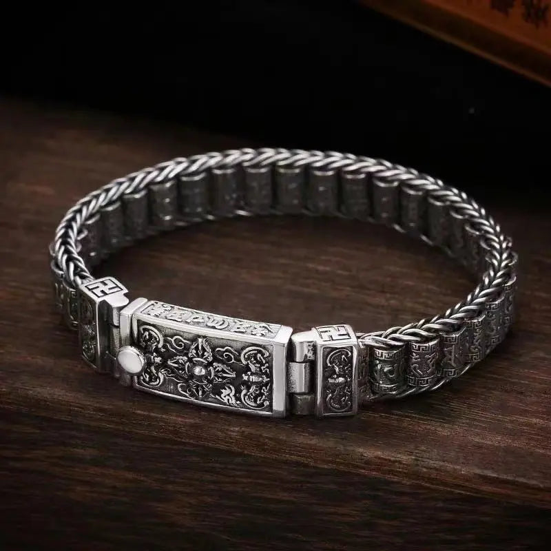 Rotating six-character mantra rotating bracelet - Blade & Thread