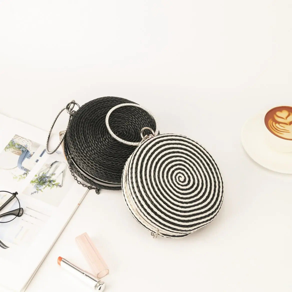 Round pure hand-woven crossbody clutch bag - Blade & Thread